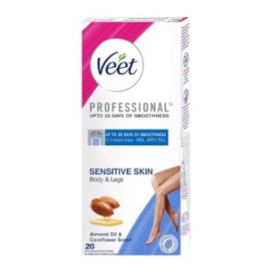 نوار موبر ویت مناسب پوست حساس بسته بندی 20 عددی ا easy gel wax strips body legs 20pcs for sensitive skin