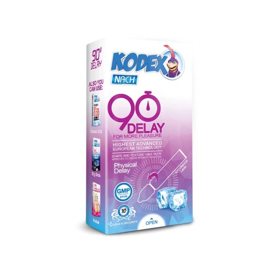 کاندوم تاخیری ناچ کدکس KODEX مدل DELAY 90 بسته 10 عددی