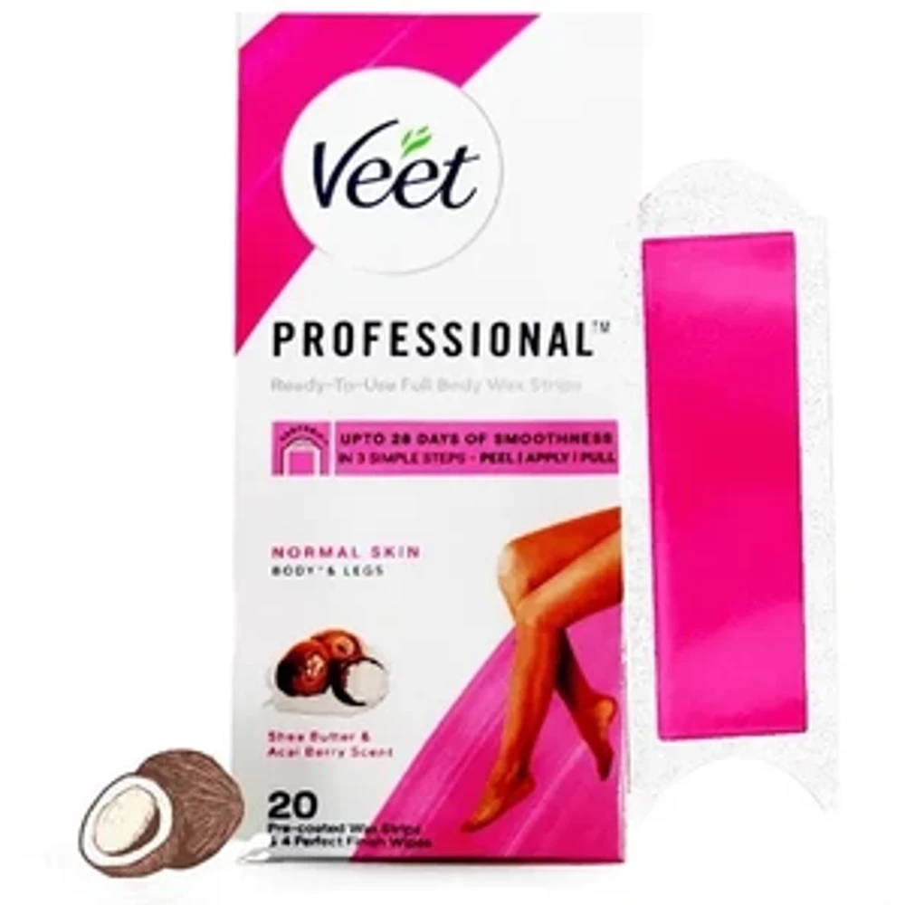 نوار موبر ورقه ای بدن ویت مخصوص پوست نرمال بسته 20 عددی ا Veet Body & Leg Wax Strips for Normal Skin 20 pcs